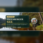 Edlesberger See bei Martinsberg – Natursee nahe Gutenbrunn - Ferienwohnungen Gutenbrunn Edlesberger See bei Martinsberg mit Wald, rötlichem Wasser, historischem Zapfenhaus und Anna-und-Herbert-Badge