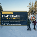 Trapperweg Gutenbrunn – Schneeschuhwandern im Waldviertel - Ferienwohnungen Gutenbrunn Trapperweg Gutenbrunn mit Schneeschuhwanderern und weiter Aussicht über die verschneite Waldviertler Landschaft