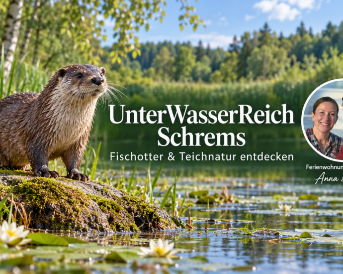 Vidra egy nádas és vízililiomokkal teli tó partján, mellette Anna és Herbert egy fotós kitűzőn.